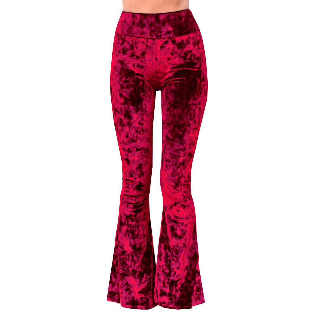 Velvet Bell Bottoms - Red