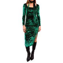 Load image into Gallery viewer, Velvet Fitted Midi Skirt - Emerald Green
