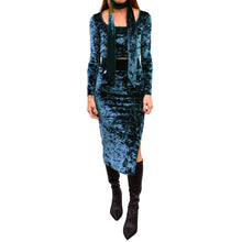 Load image into Gallery viewer, Velvet Fitted Midi Skirt - Indigo

