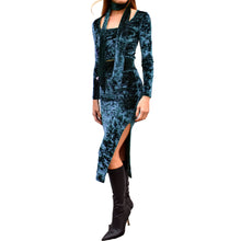 Load image into Gallery viewer, Velvet Fitted Midi Skirt - Indigo
