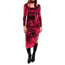 Load image into Gallery viewer, Velvet Fitted Midi Skirt - Red
