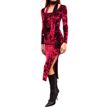 Load image into Gallery viewer, Velvet Fitted Midi Skirt - Red
