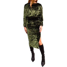 Load image into Gallery viewer, Velvet Crewneck Top - Olive Green

