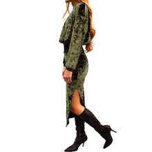 Load image into Gallery viewer, Velvet Crewneck Top - Olive Green

