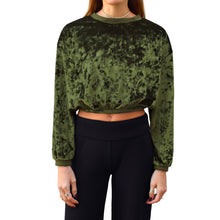 Load image into Gallery viewer, Velvet Crewneck Top - Olive Green
