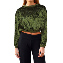 Load image into Gallery viewer, Velvet Crewneck Top - Olive Green

