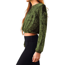 Load image into Gallery viewer, Velvet Crewneck Top - Olive Green
