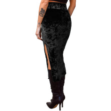 Load image into Gallery viewer, Velvet Fitted Midi Skirt - Black
