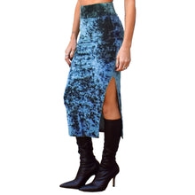 Load image into Gallery viewer, Velvet Fitted Midi Skirt - Indigo
