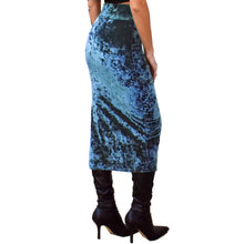Load image into Gallery viewer, Velvet Fitted Midi Skirt - Indigo
