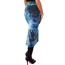 Load image into Gallery viewer, Velvet Fitted Midi Skirt - Indigo
