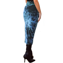 Load image into Gallery viewer, Velvet Fitted Midi Skirt - Indigo
