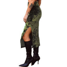 Load image into Gallery viewer, Velvet Fitted Midi Skirt - Olive Green
