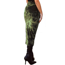 Load image into Gallery viewer, Velvet Fitted Midi Skirt - Olive Green
