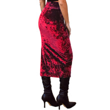 Load image into Gallery viewer, Velvet Fitted Midi Skirt - Red
