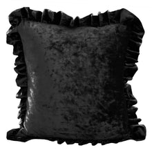Load image into Gallery viewer, Velvet Ruffle Pillow Cover Set - Black
