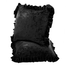 Load image into Gallery viewer, Velvet Ruffle Pillow Cover Set - Black
