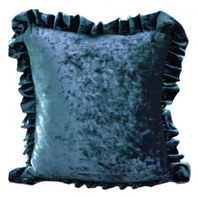Load image into Gallery viewer, Velvet Ruffle Pillow Cover Set - Indigo

