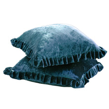 Load image into Gallery viewer, Velvet Ruffle Pillow Cover Set - Indigo
