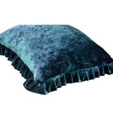 Load image into Gallery viewer, Velvet Ruffle Pillow Cover Set - Indigo
