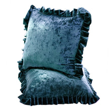 Load image into Gallery viewer, Velvet Ruffle Pillow Cover Set - Indigo

