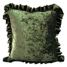 Load image into Gallery viewer, Velvet Ruffle Pillow Cover Set - Olive Green
