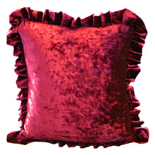 Load image into Gallery viewer, Velvet Ruffle Pillow Cover Set - Red
