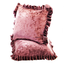 Load image into Gallery viewer, Velvet Ruffle Pillow Cover Set - Dusty Rose
