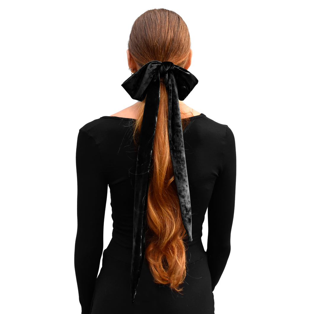 Velvet Skinny Scarf/Headband - Black