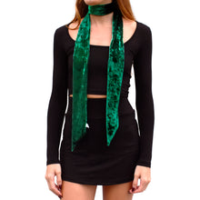 Load image into Gallery viewer, Velvet Skinny Scarf - Emerald Green
