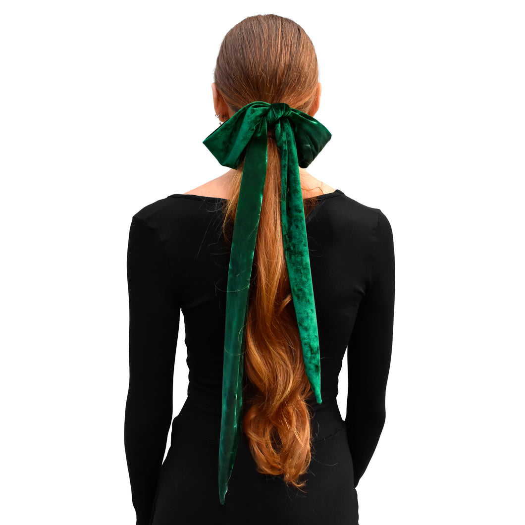 Velvet Skinny Scarf/Headband - Emerald Green