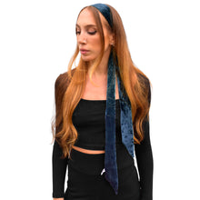 Load image into Gallery viewer, Velvet Skinny Scarf/Headband- Indigo
