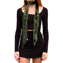 Load image into Gallery viewer, Velvet Skinny Scarf - Olive Green
