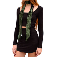 Load image into Gallery viewer, Velvet Skinny Scarf - Olive Green
