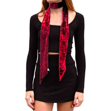 Load image into Gallery viewer, Velvet Skinny Scarf - Red
