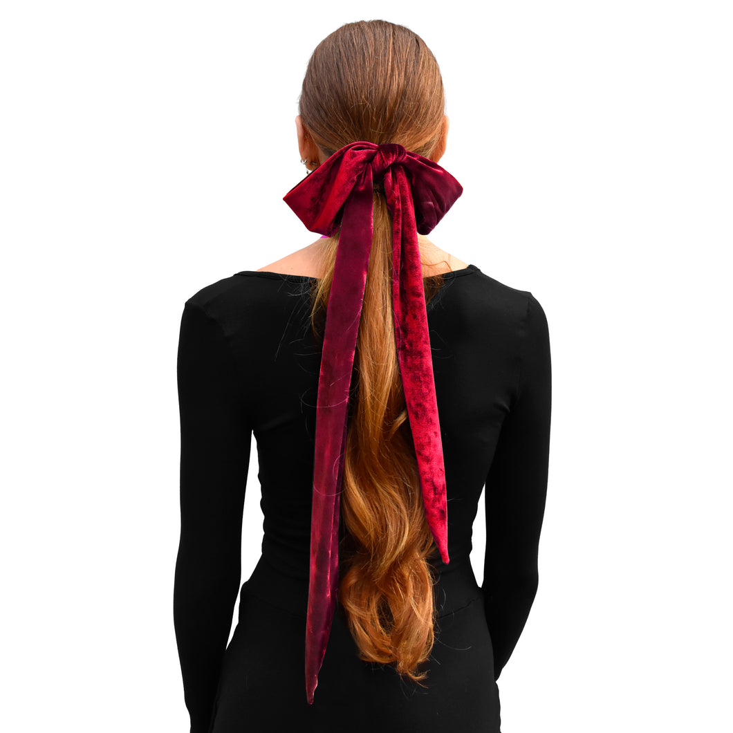 Velvet Skinny Scarf/Headband - Red