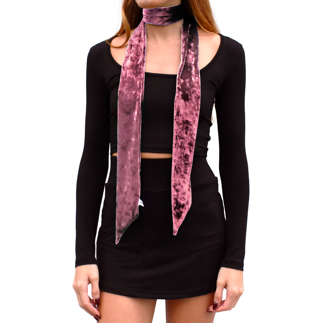 Velvet Skinny Scarf - Dusty Rose