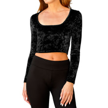 Load image into Gallery viewer, Velvet Square-Neck Top - Black
