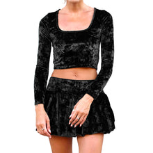 Load image into Gallery viewer, Velvet Square-Neck Top - Black
