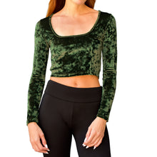 Load image into Gallery viewer, Velvet Square-Neck Top - Olive Green
