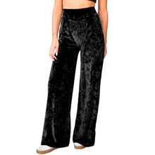 Load image into Gallery viewer, Velvet Wide Leg Pants - Black
