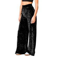 Load image into Gallery viewer, Velvet Wide Leg Pants - Black
