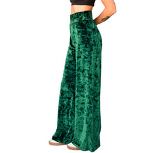 Load image into Gallery viewer, Velvet Wide Leg Pants - Emerald Green
