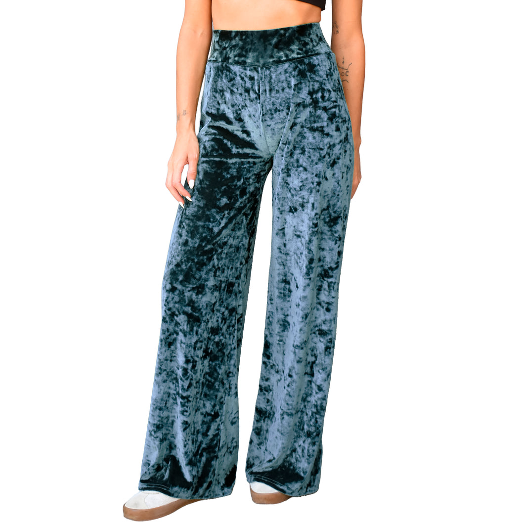 Velvet Wide Leg Pants - Indigo
