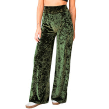 Load image into Gallery viewer, Velvet Wide Leg Pants - Olive Green
