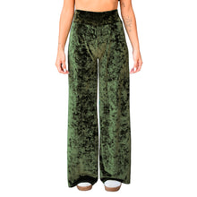 Load image into Gallery viewer, Velvet Wide Leg Pants - Olive Green
