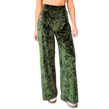 Load image into Gallery viewer, Velvet Wide Leg Pants - Olive Green
