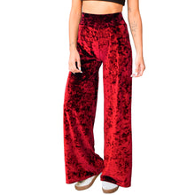 Load image into Gallery viewer, Velvet Wide Leg Pants - Red
