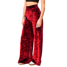 Load image into Gallery viewer, Velvet Wide Leg Pants - Red
