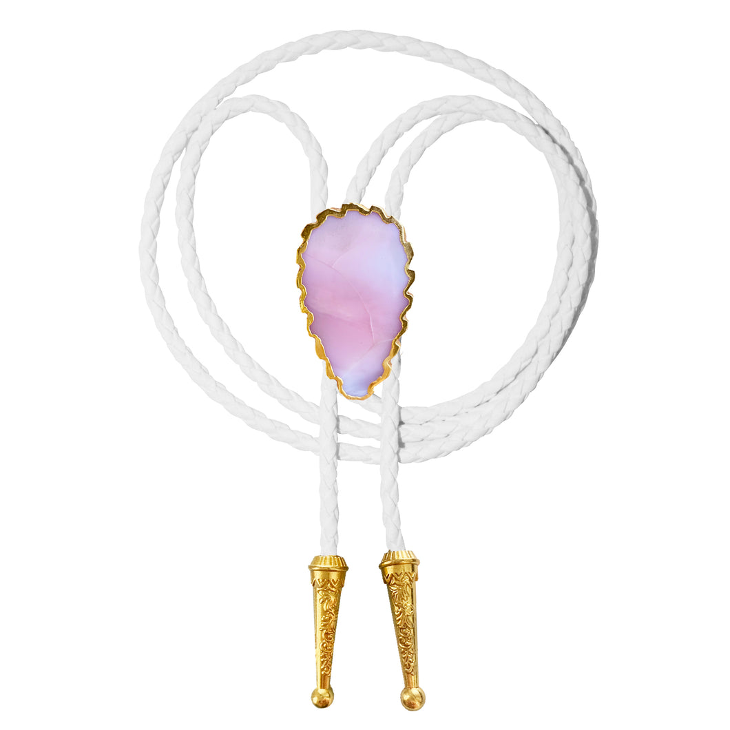 Gemstone Bolo Tie - Pink Opal